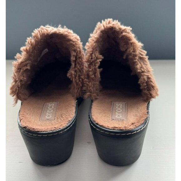 Crocs Cobbler Shimmer Clogs 202302 Brown Suede Faux Fir Lined Slip On Women's 8 - Picture 3 of 7